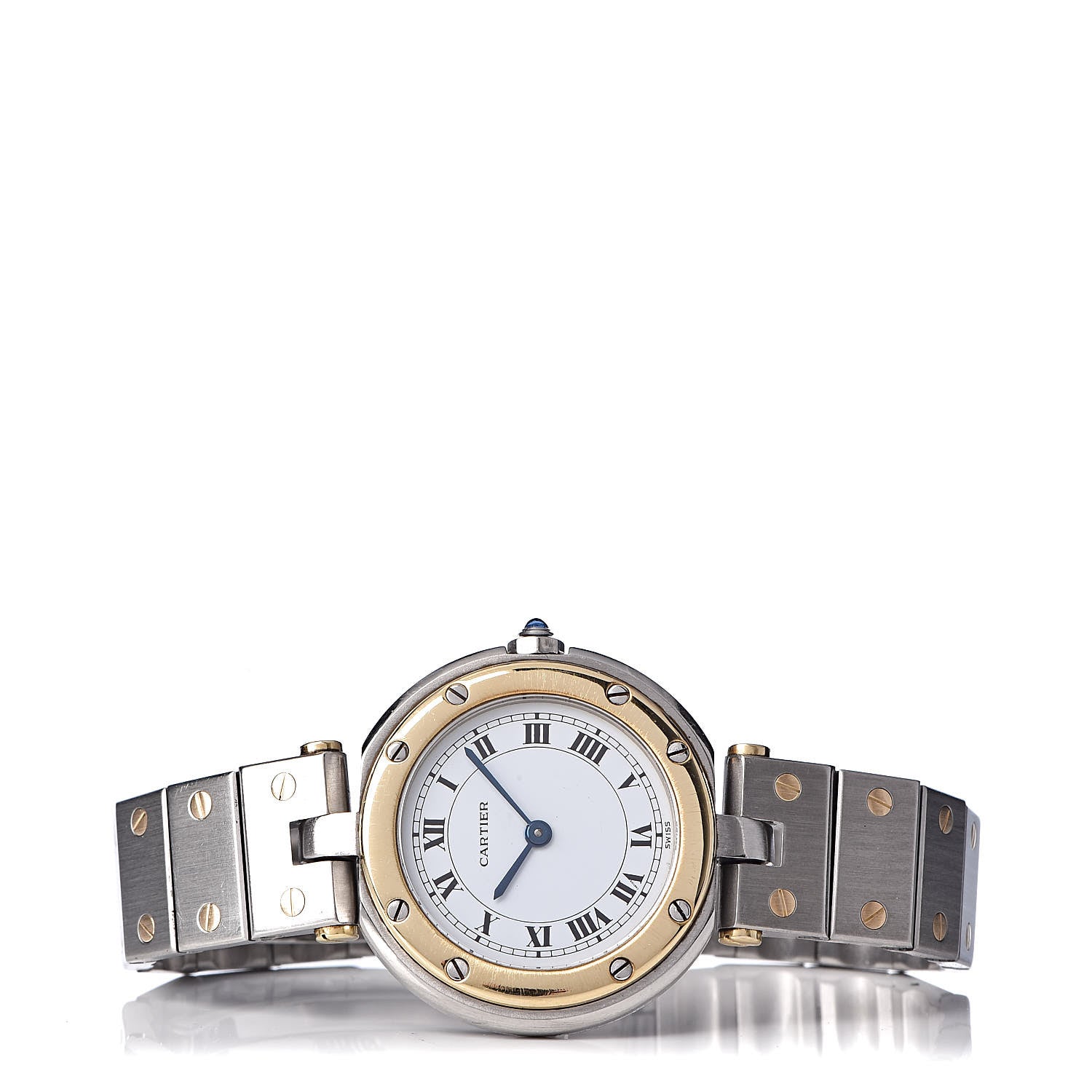 Cartier Stainless Steel 18K Yellow Gold 27mm Santos De Galbee Quartz Watch 3 of 6
