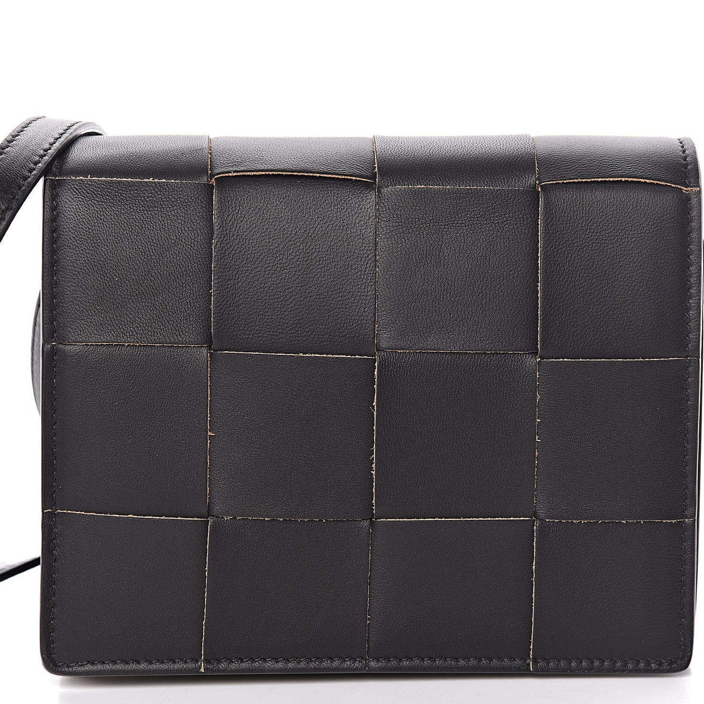 Lambskin Maxi Intrecciato Mini Cassette Crossbody Bag Black