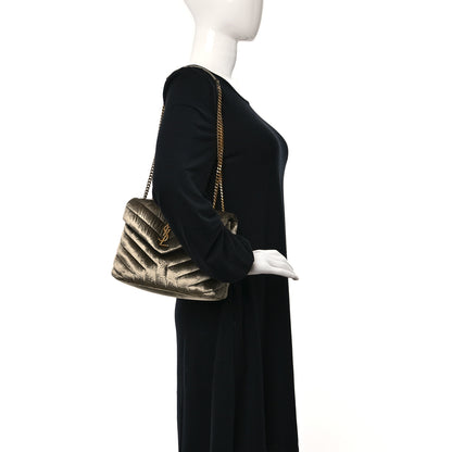 Saint Laurent Velvet Y Quilted Monogram Small Loulou Chain Satchel Dark Vintage Olive 2 of 11