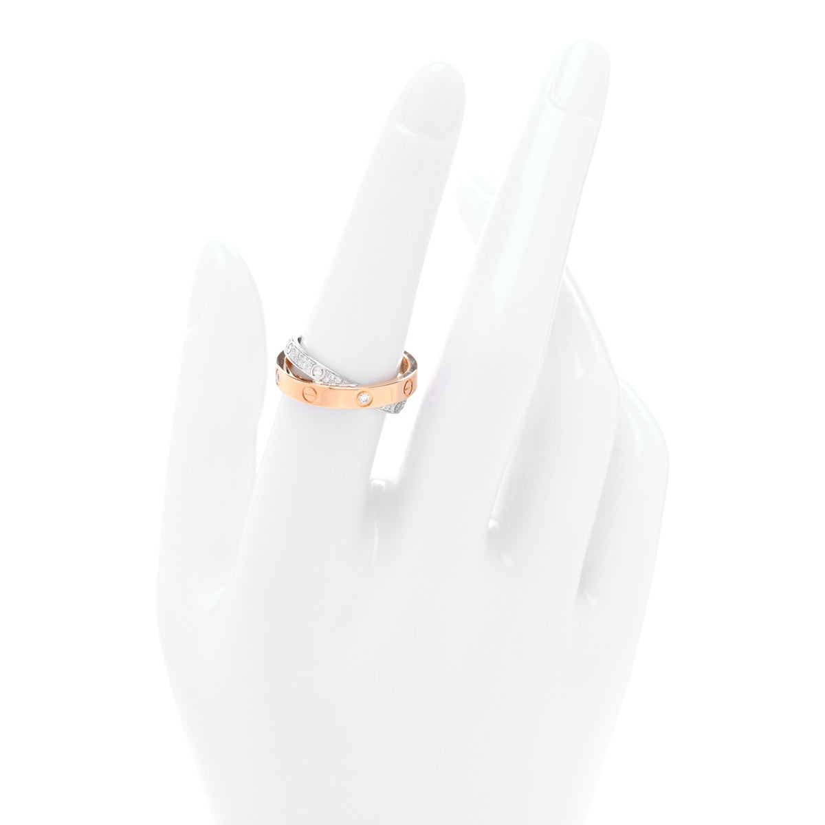 18K Pink White Gold Diamond LOVE Pave Ring 53 6.5
