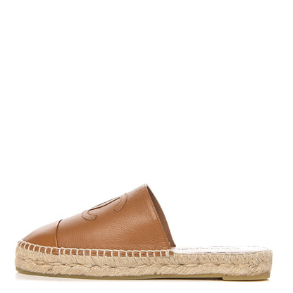 Chanel Calfskin CC Espadrille Mules 37 Light Brown 1 of 11