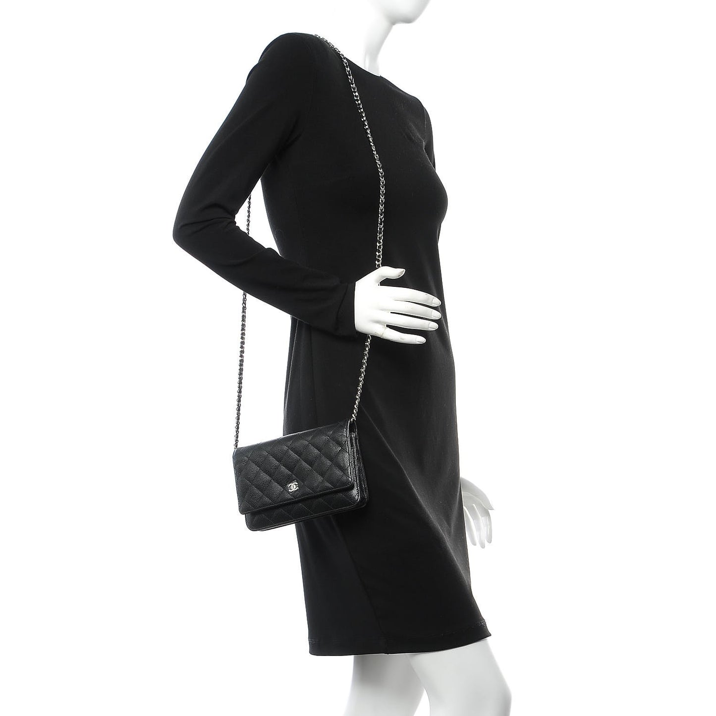 Caviar Quilted Wallet On Chain WOC Black