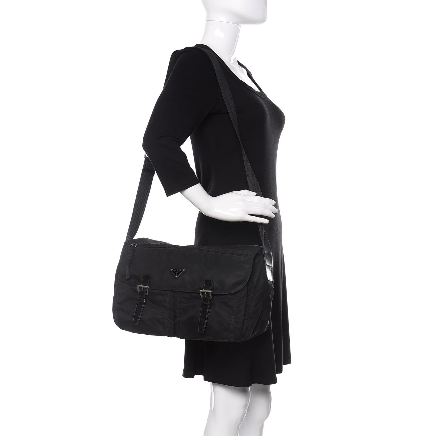 Nylon Vela Sport Messenger Bag Black