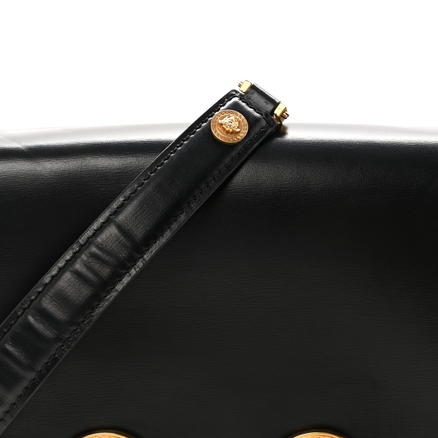 Calfskin Medallion Tribute Shoulder Bag  Black
