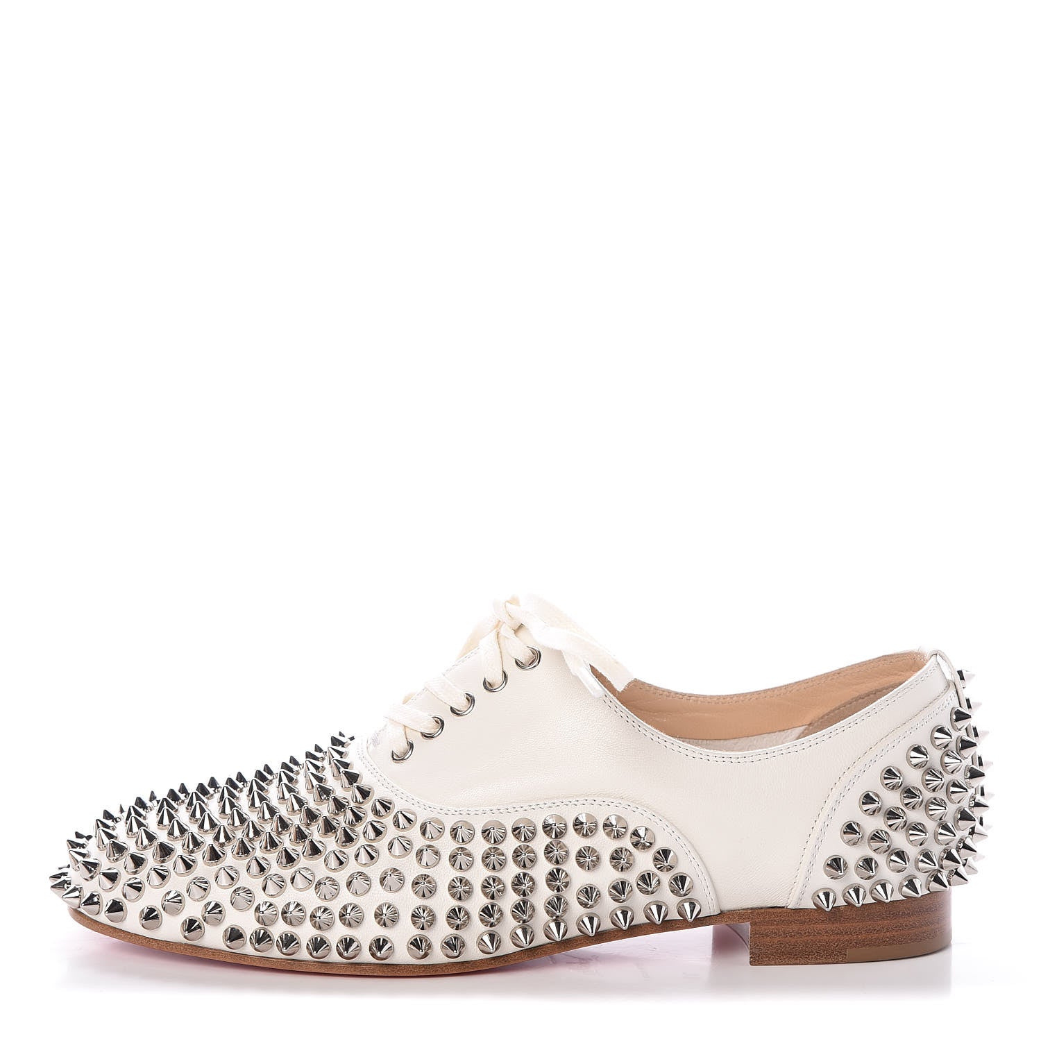 Christian Louboutin Nappa Freddy Spikes Donna Flat Sneakers 37 Latte Silver 1 of 8