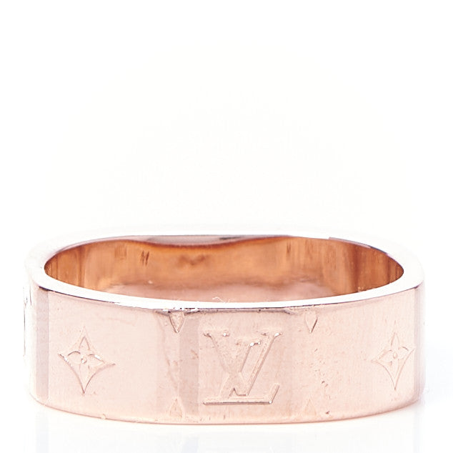 Louis Vuitton Brass Monogram Engraved Nanogram Ring M Pink Gold 2 of 7