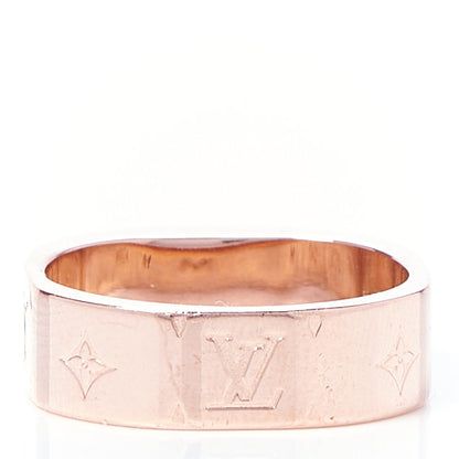 Louis Vuitton Brass Monogram Engraved Nanogram Ring M Pink Gold 2 of 7