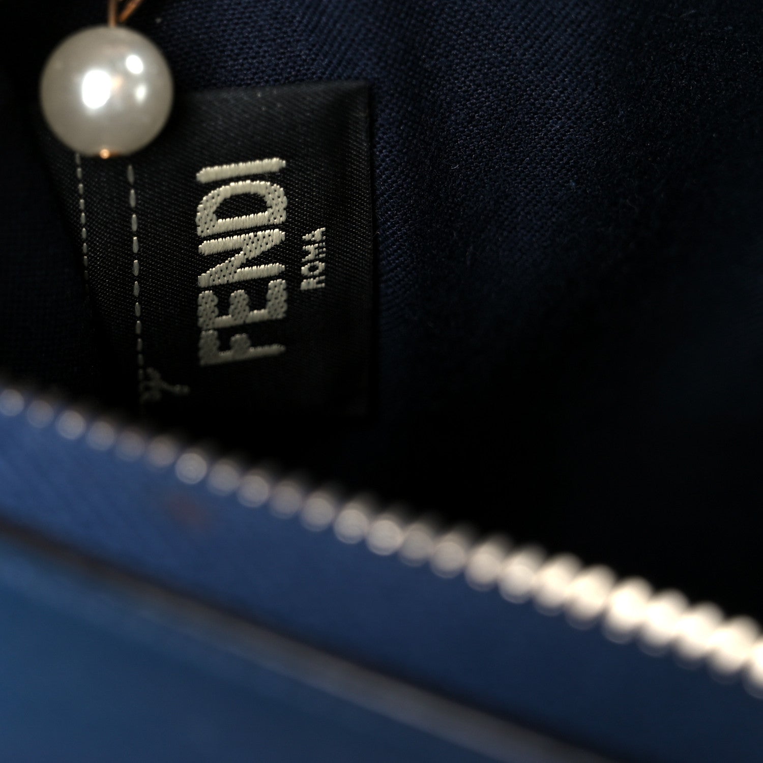 Fendi Vitello Dolce Fox Fur Monster Eyes Mini 2Jours Pouch Navy