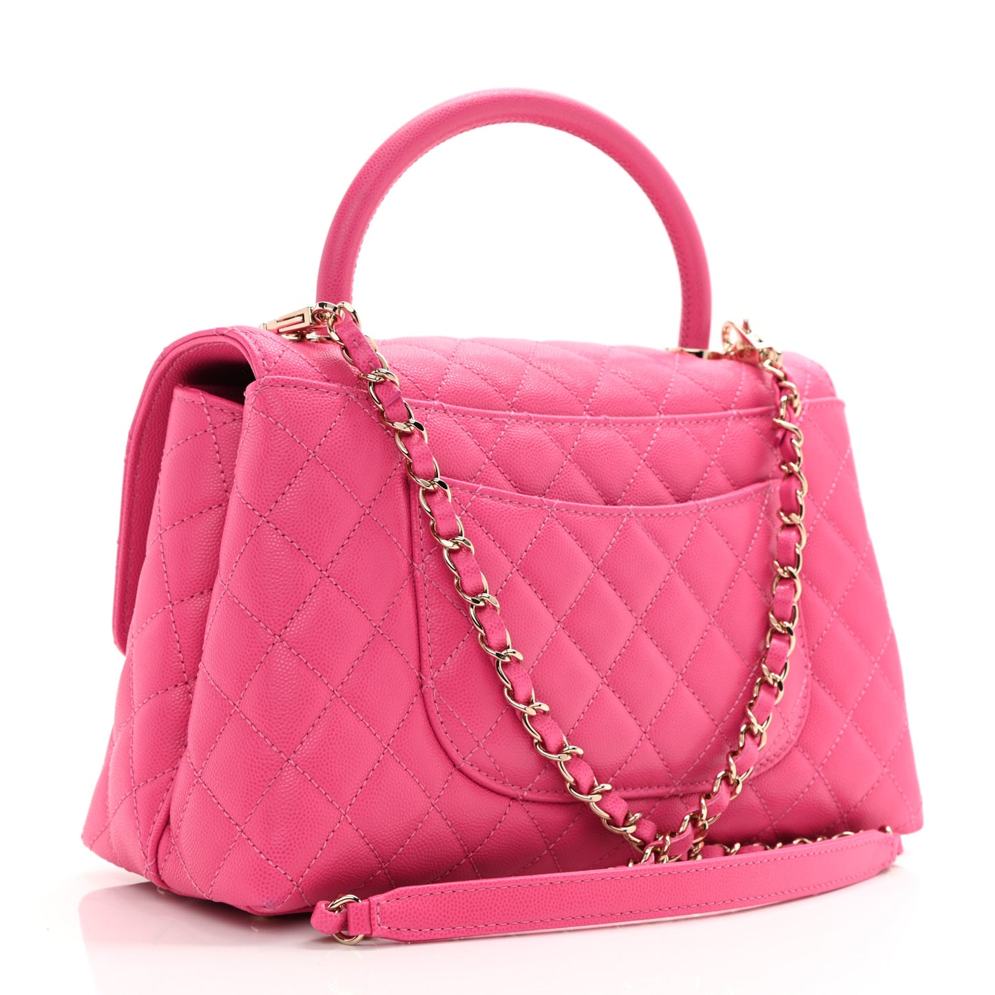 Caviar Quilted Small Coco Handle Flap Pink