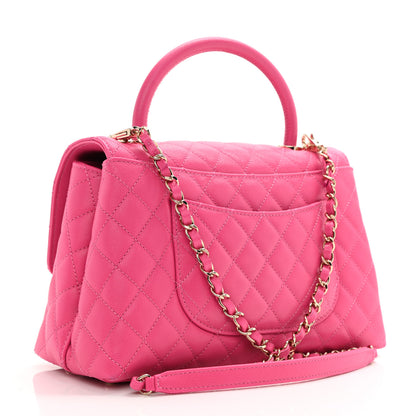Chanel Caviar Quilted Small Coco Handle Flap Pink 3 of 8