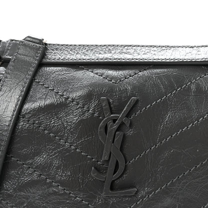 Saint Laurent Crinkled Calfskin Matelasse Monogram Baby Niki Chain Satchel Storm 7 of 9
