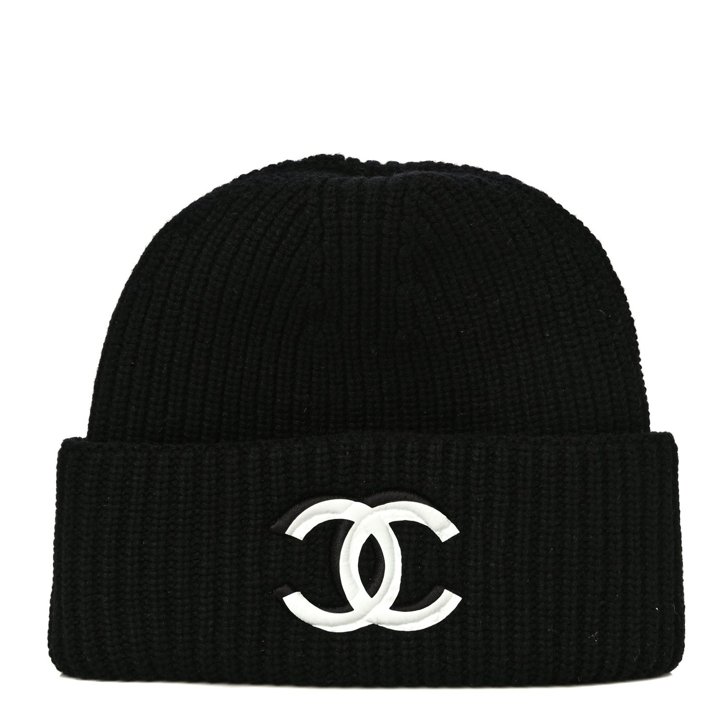Wool Cashmere CC Beanie Hat Light Black White