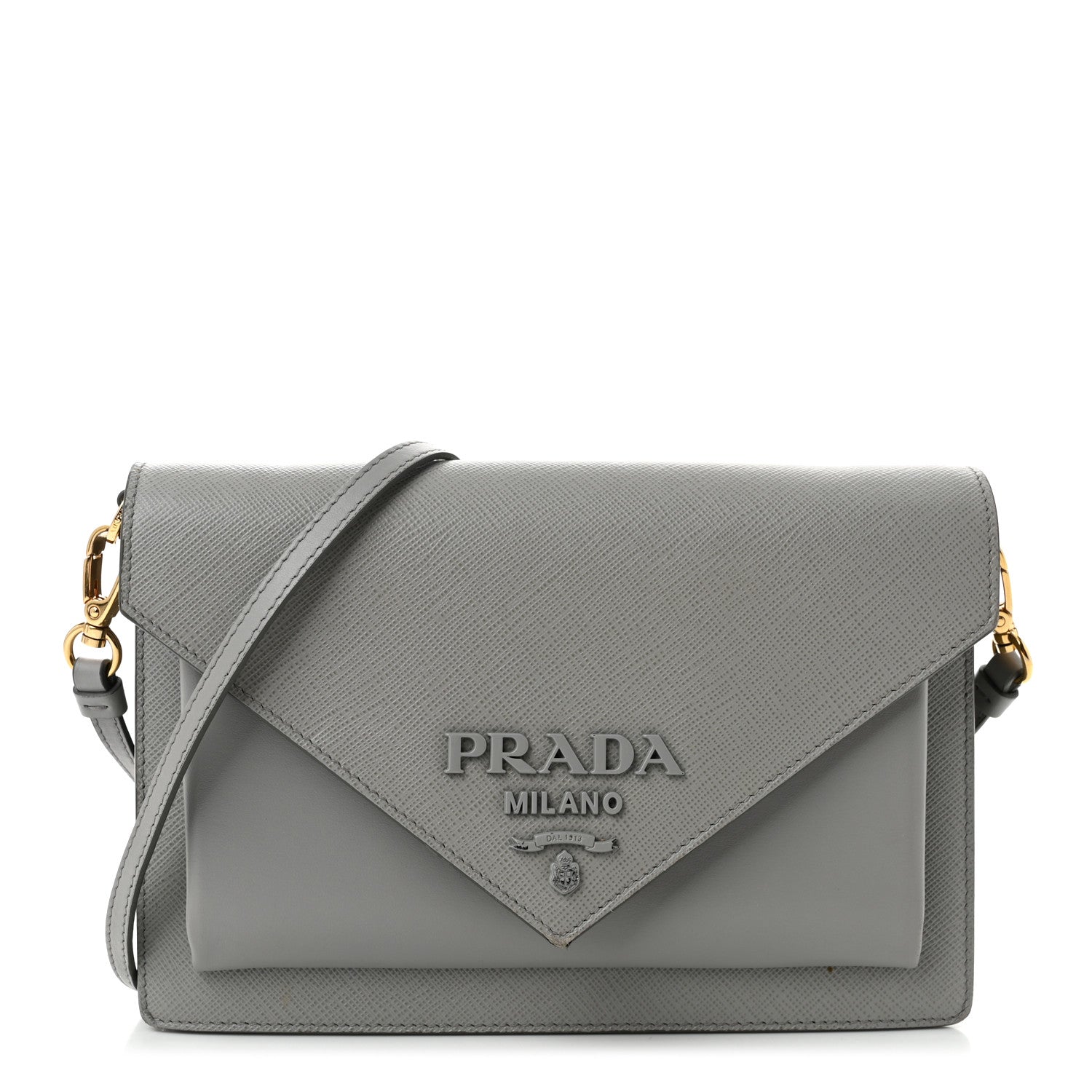 Prada Saffiano City Calfskin Monochrome Envelope Crossbody Nube 1 of 11