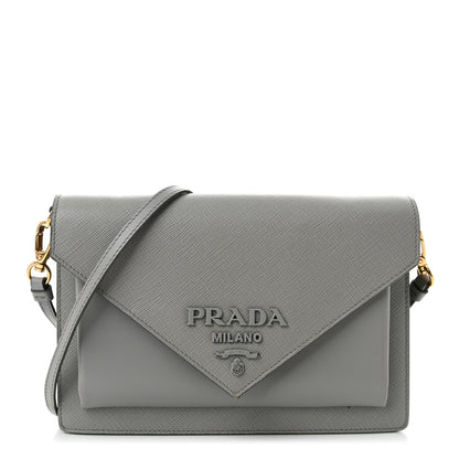 Prada Saffiano City Calfskin Monochrome Envelope Crossbody Nube 1 of 11