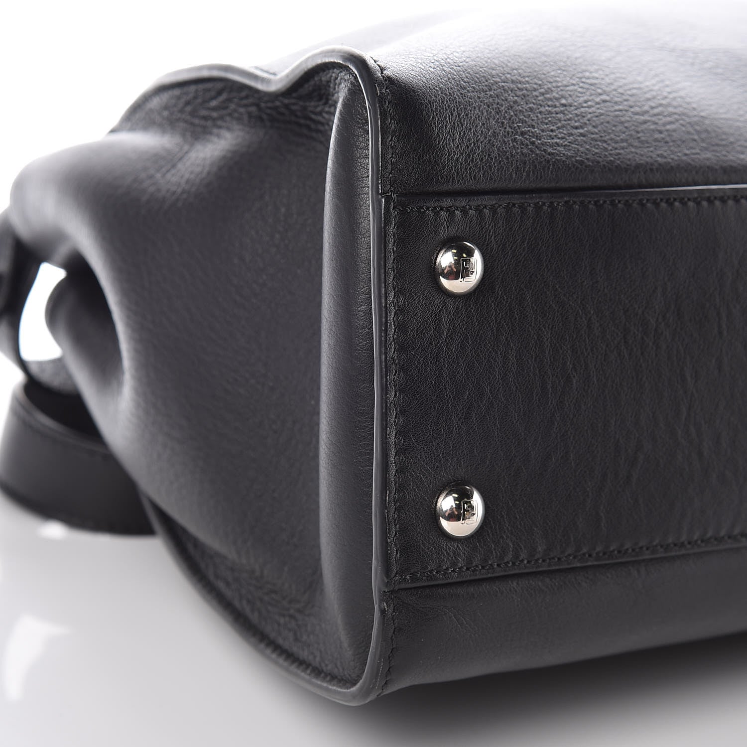 Fendi Vitello Dolce Shiny Nappa Plexglass Granite Medium Peekaboo Iconic Satchel Black 12 of 12