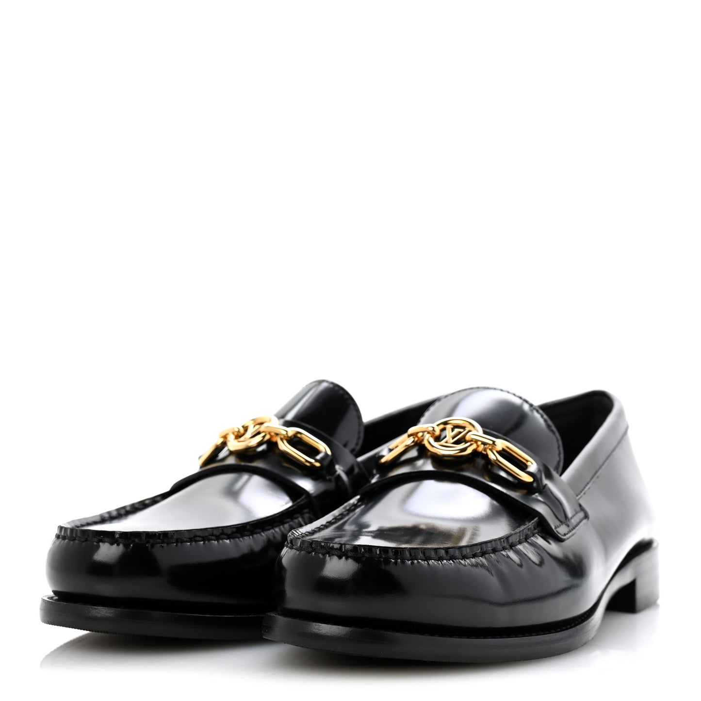 Glazed Calfskin Chess Flat Loafer 41 Black