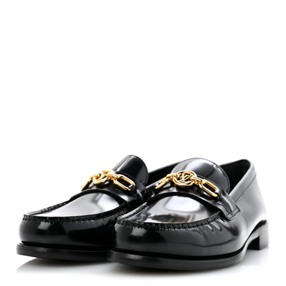 Louis Vuitton Glazed Calfskin Chess Flat Loafer 41 Black 4 of 9