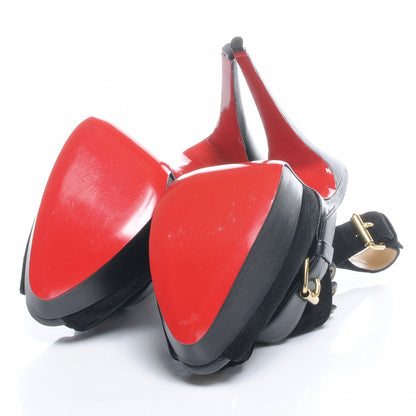 Christian Louboutin Velour Jem 150 Peep Toe Heels 42 Black 5 of 6