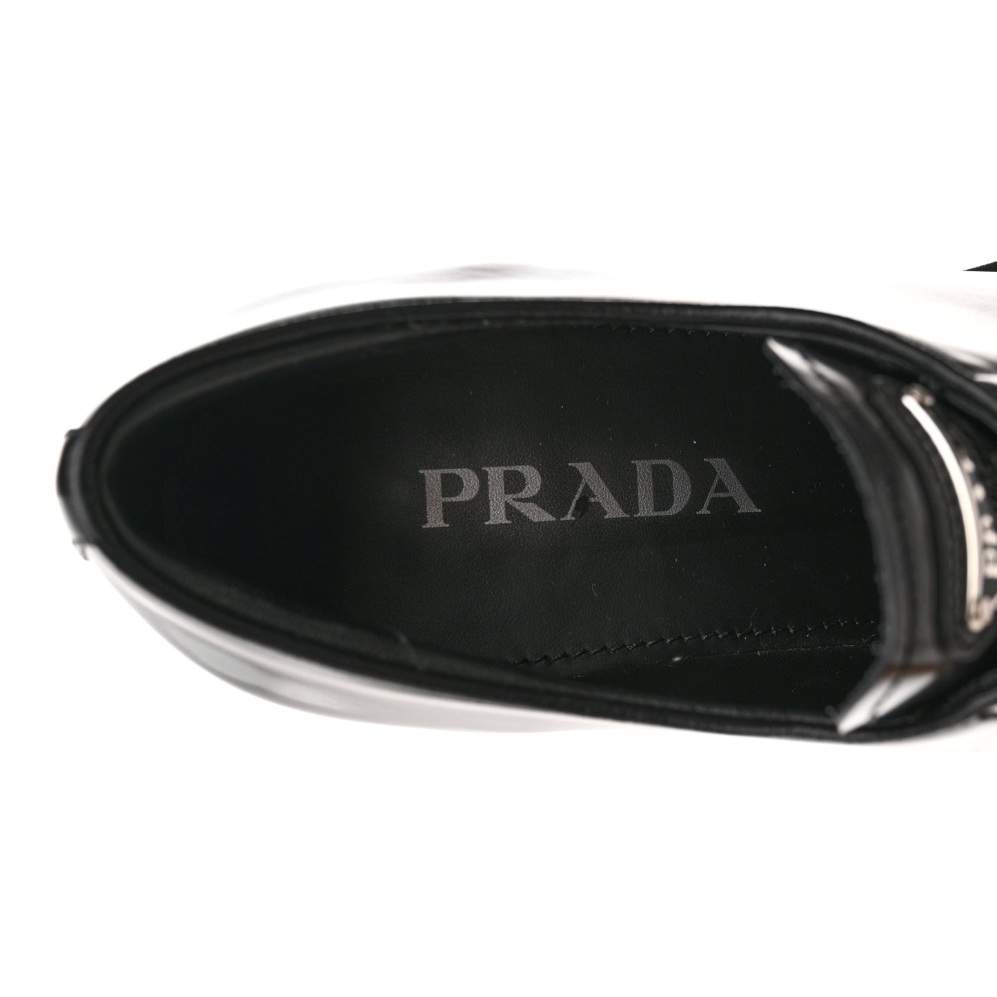 Spazzolato Metal Triangle Logo Lace Up 85mm Loafers 40 Black