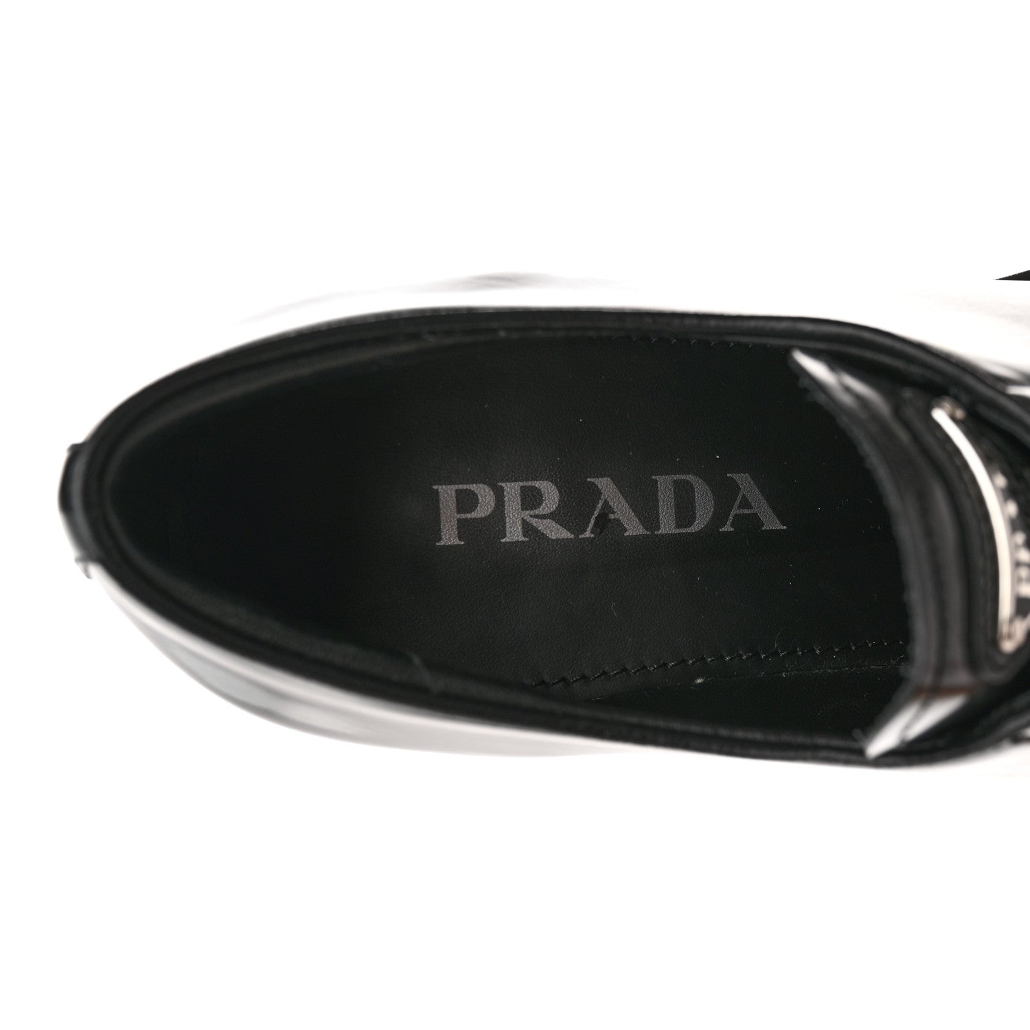 Prada Spazzolato Metal Triangle Logo Lace Up 85mm Loafers 40 Black 7 of 13