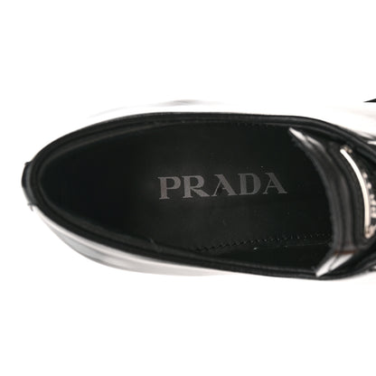 Prada Spazzolato Metal Triangle Logo Lace Up 85mm Loafers 40 Black 7 of 13