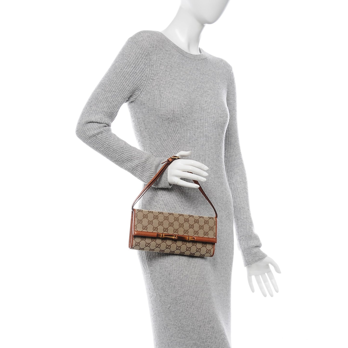 Monogram Bamboo Bar Clutch Brown