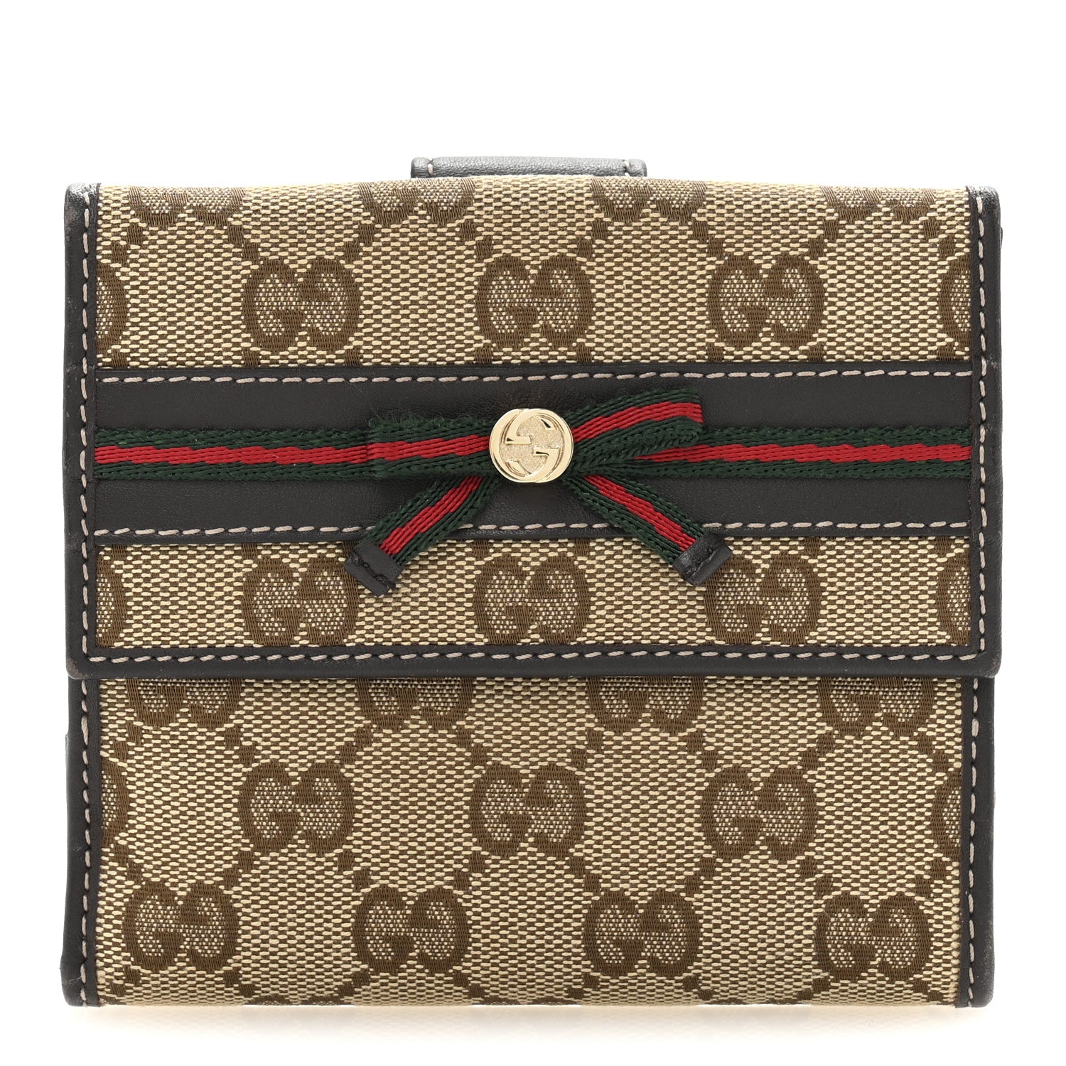 Gucci Monogram Princy Compact French Flap Wallet Brown 1 of 10