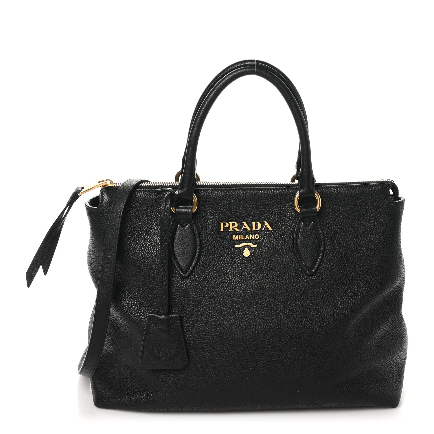 Prada Vitello Daino Tote Black 1 of 9