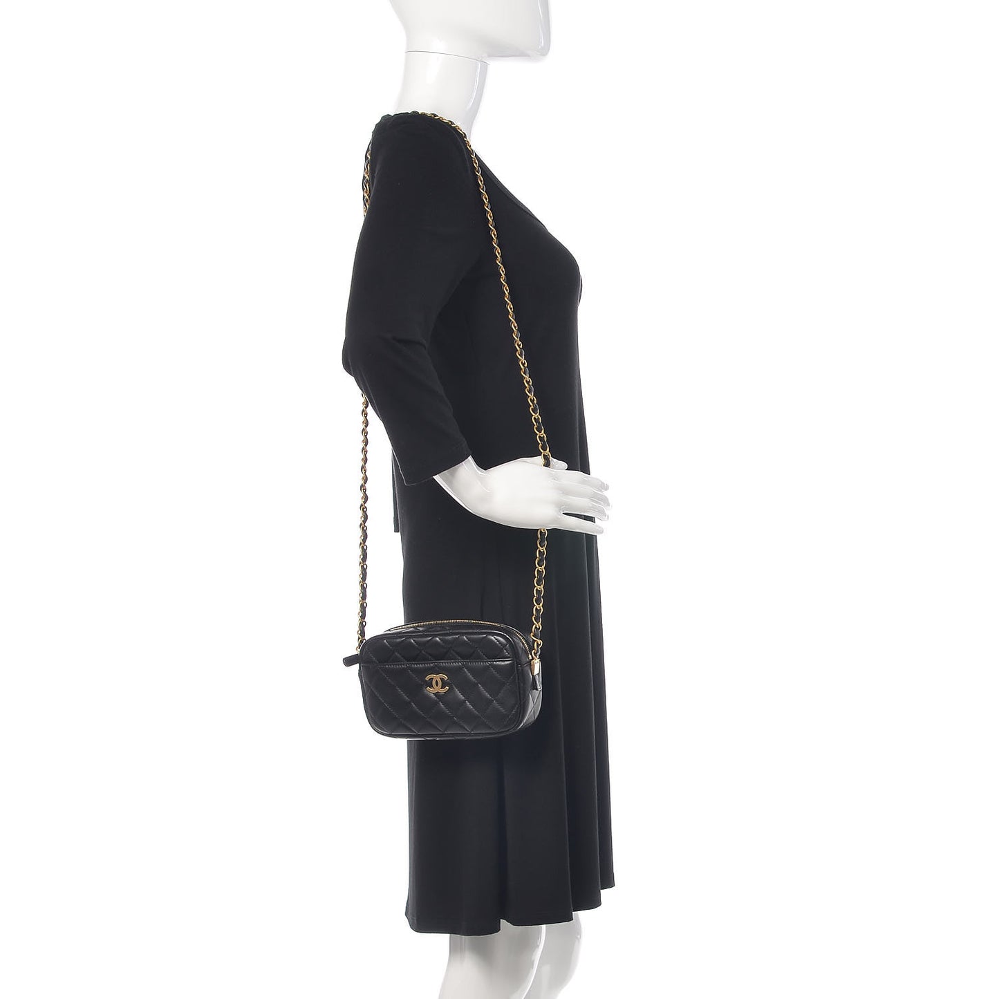 Lambskin Quilted Small Timeless Camera Case Black