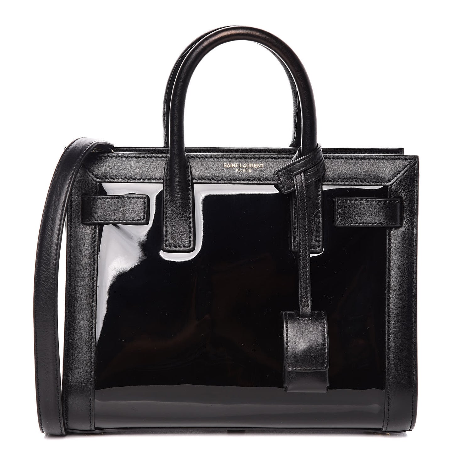 Patent Calfskin Nano Sac de Jour Black