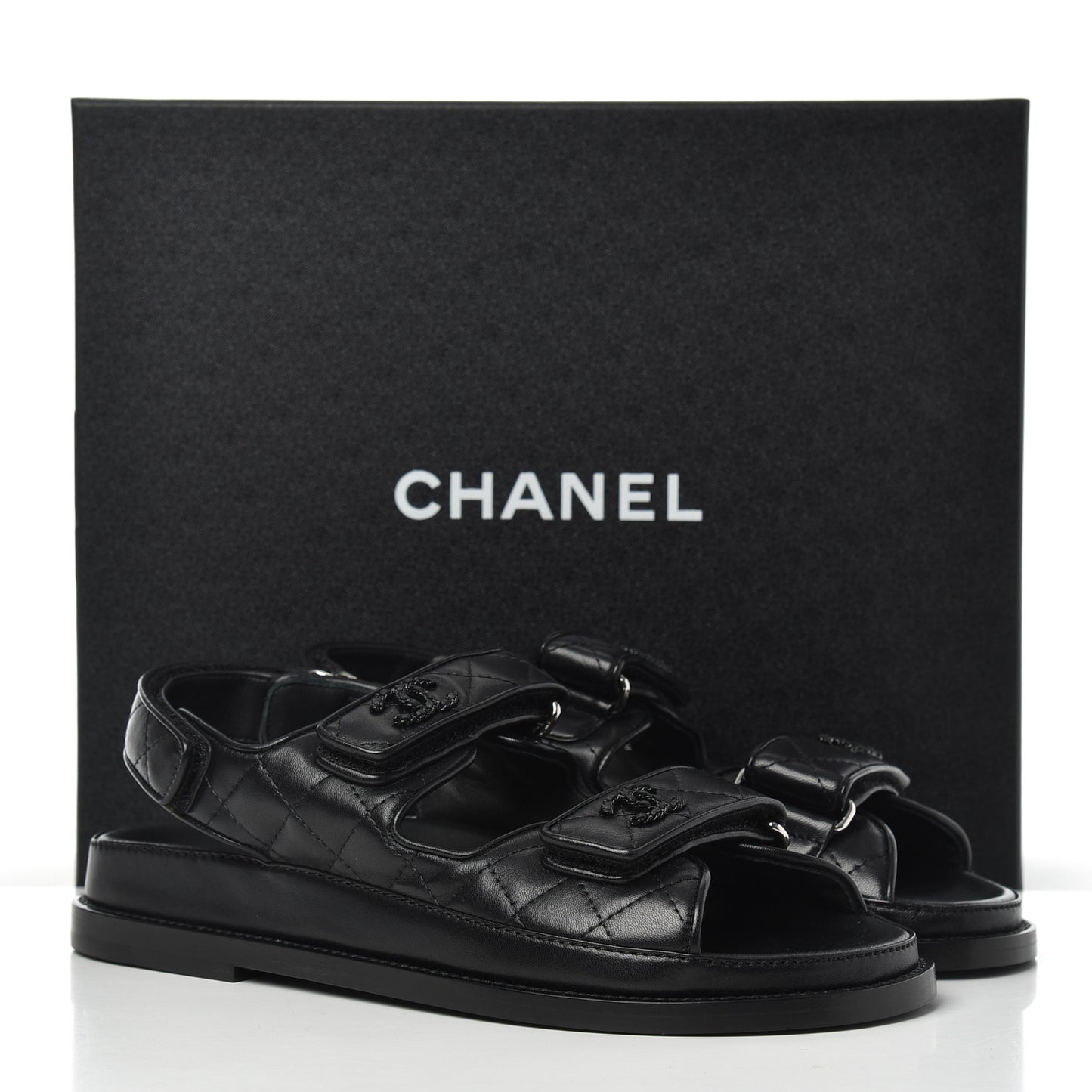 Lambskin Velcro Dad Sandals 36.5 Black