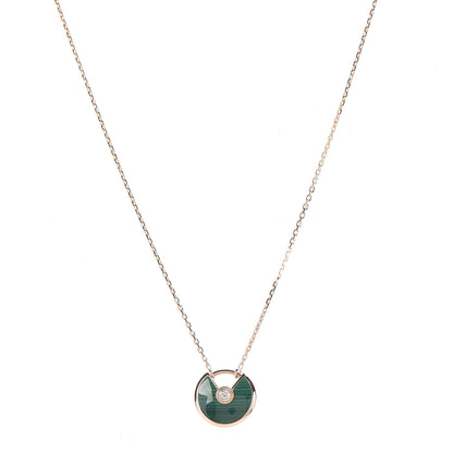 Cartier 18K Pink Gold Diamond Malachite XS Amulette de Cartier Pendant Necklace 4 of 7