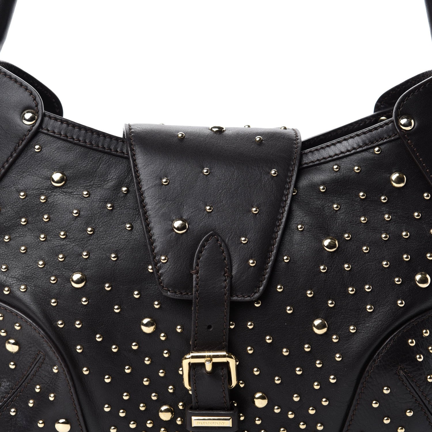 Burberry Calfskin Hackford Studded Hobo Brown 12 of 12