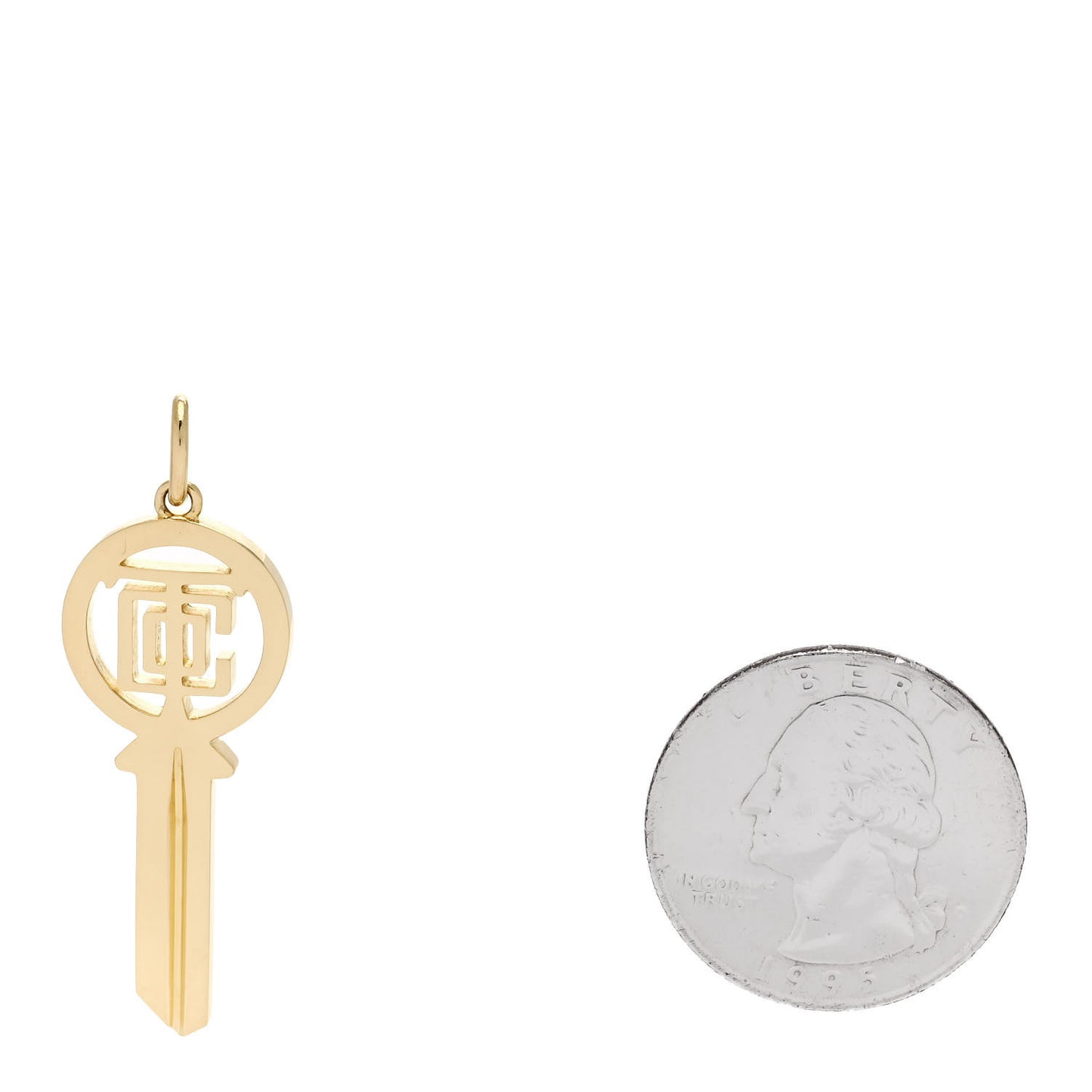 18K Yellow Gold Modern Keys Logo Key Pendant