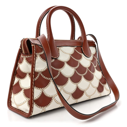 Chloe Nappa Shiny Calfskin Scallop Patchwork Medium Edith Day Bag Sepia Brown 3 of 11