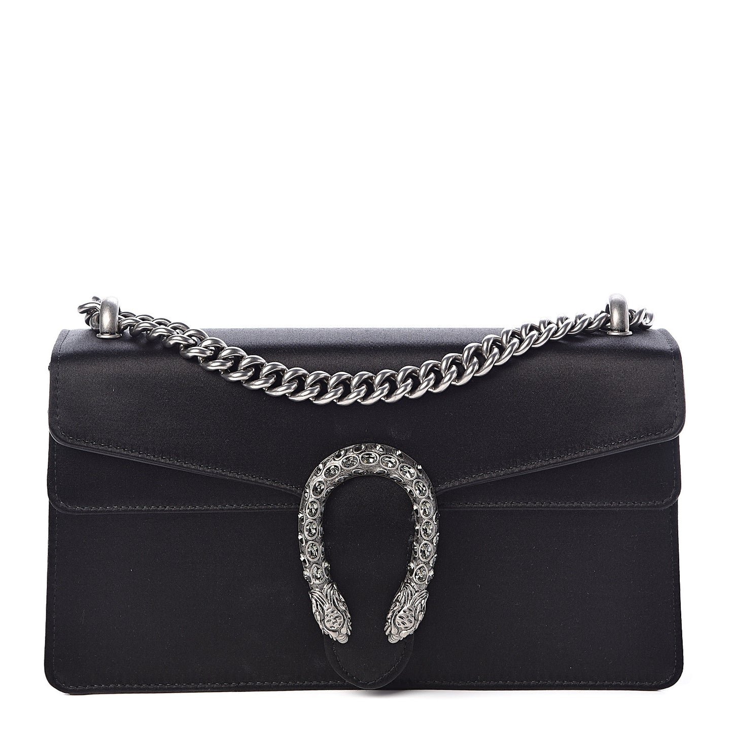 Satin Silk Crystal Small Dionysus Shoulder Bag Black Black Diamond