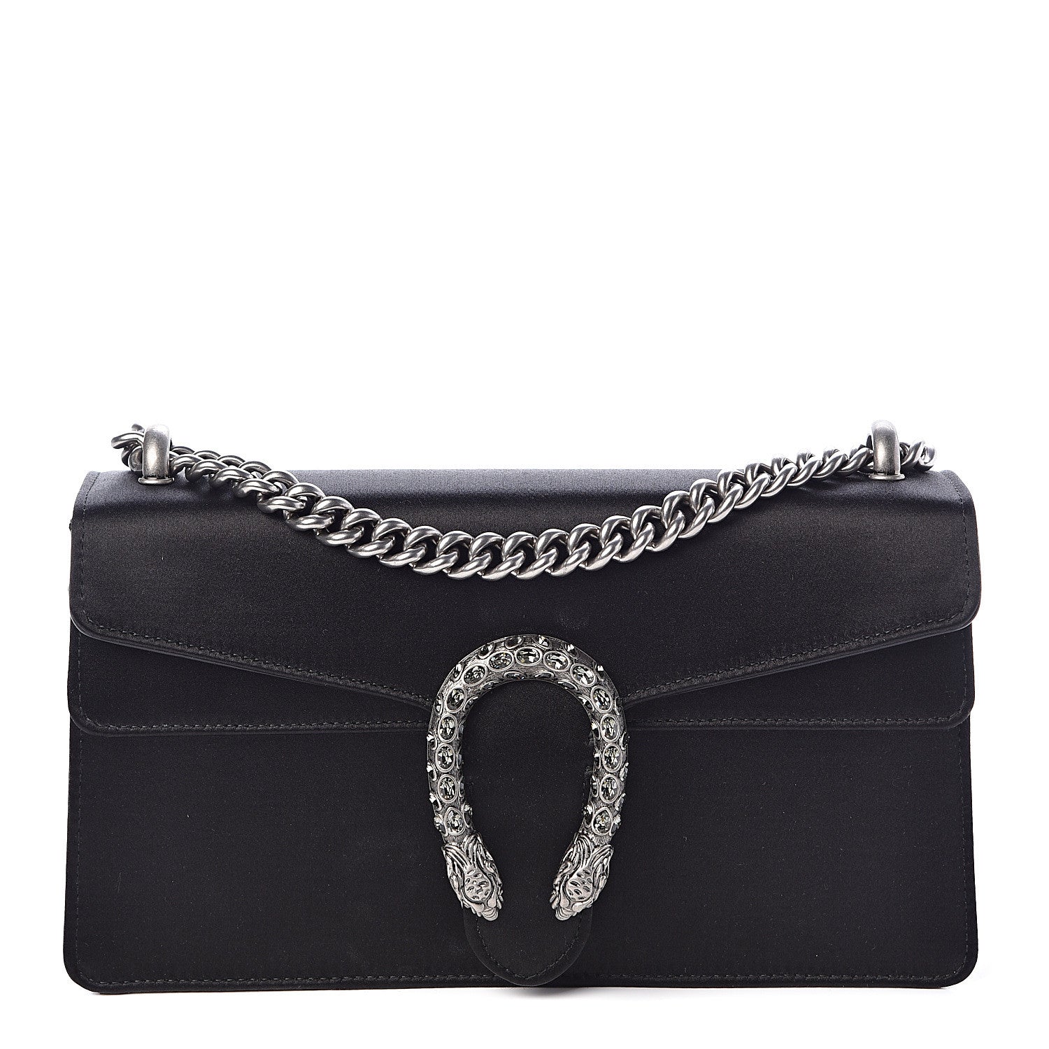 Gucci Satin Silk Crystal Small Dionysus Shoulder Bag Black Black Diamond 1 of 10