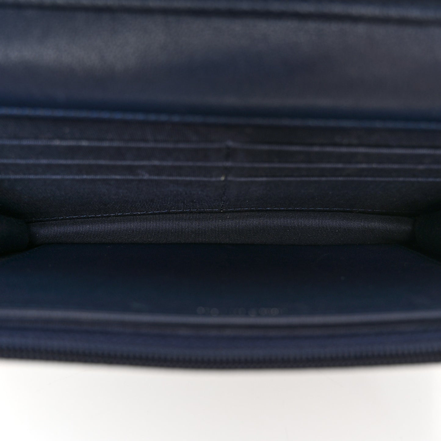 Grained Calfskin Quilted CC Box Wallet On Chain WOC Navy