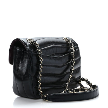 Chanel Shiny Lambskin Quilted Small Chevron Miroir Black 1 of 9