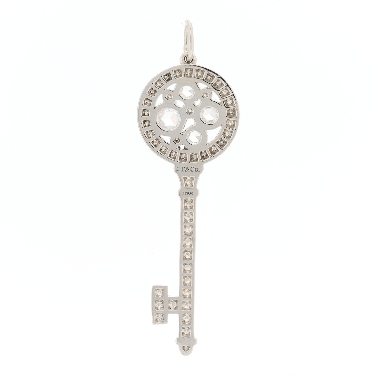 Tiffany Platinum Diamond Cobblestone Key Pendant 3 of 3