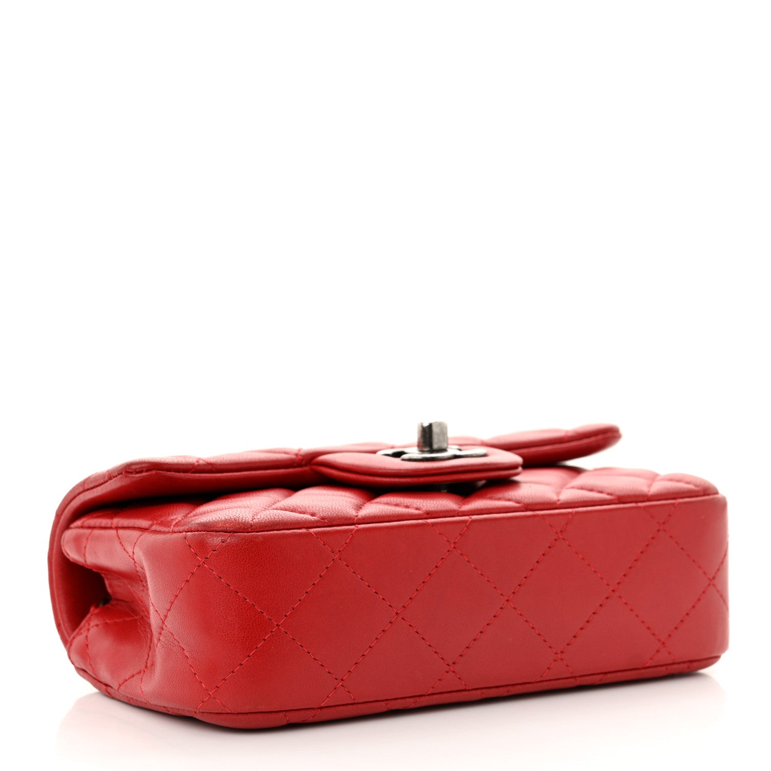 Chanel Lambskin Quilted Extra Mini Rectangular Flap Red 4 of 15