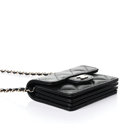 Chanel Caviar Quilted Flap Card Holder On Chain Black 3 of 4