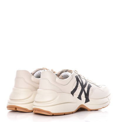 Gucci X MLB Calfskin NY Yankees Mens Rhyton Sneakers 7.5 Mystic White 4 of 11