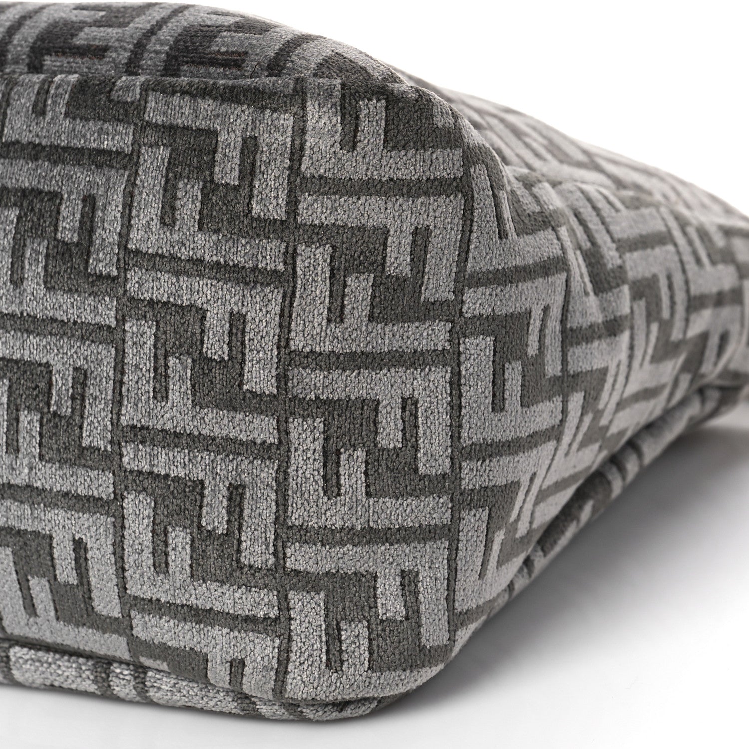 Fendi Chenille Vitello Seta Plexiglass FF Fendi O'Lock Zipper Anthracite Asfalto 8 of 8