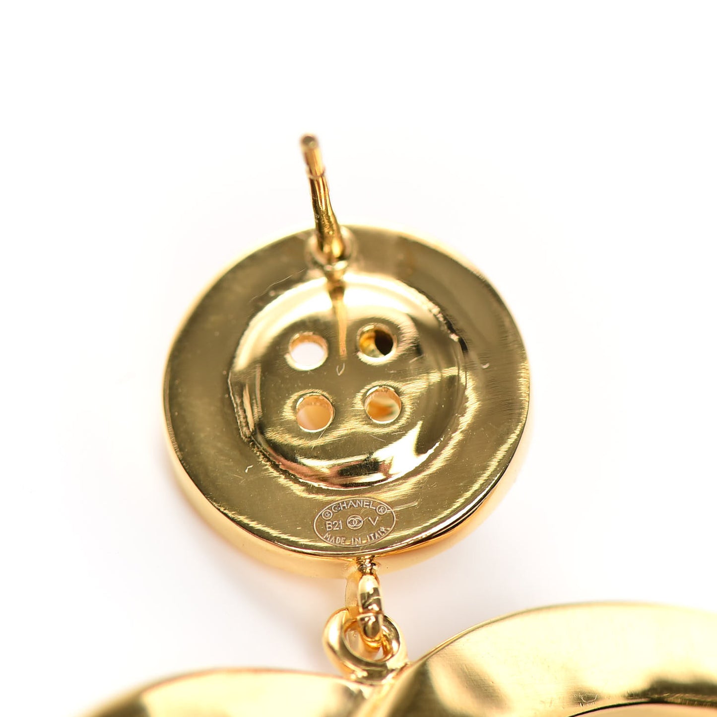 Metal Large Paris Button Earrings Gold