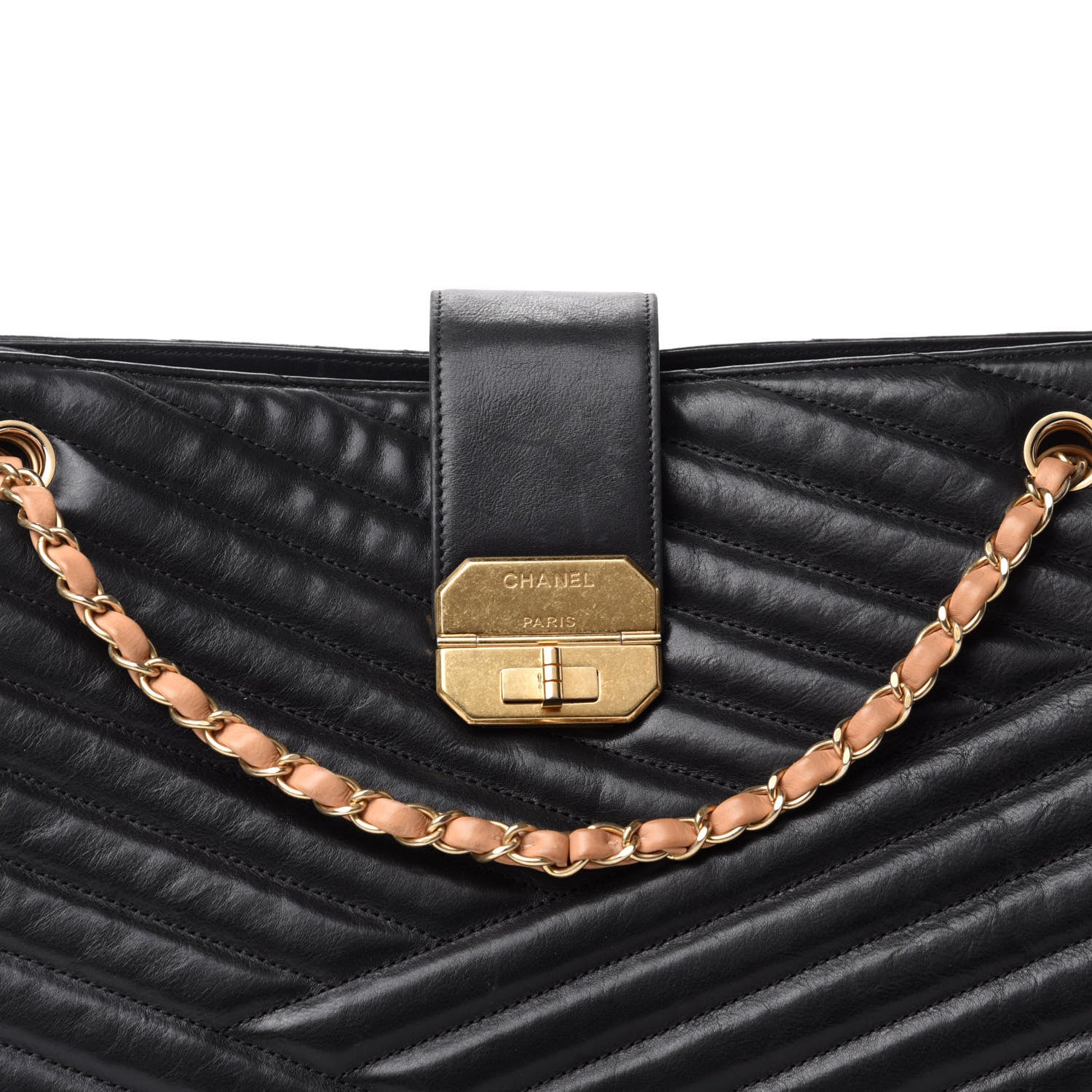 Chanel Calfskin Chevron Quilted Gabrielle Tote Black 10 of 10