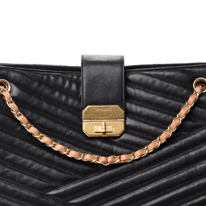 Chanel Calfskin Chevron Quilted Gabrielle Tote Black 10 of 10