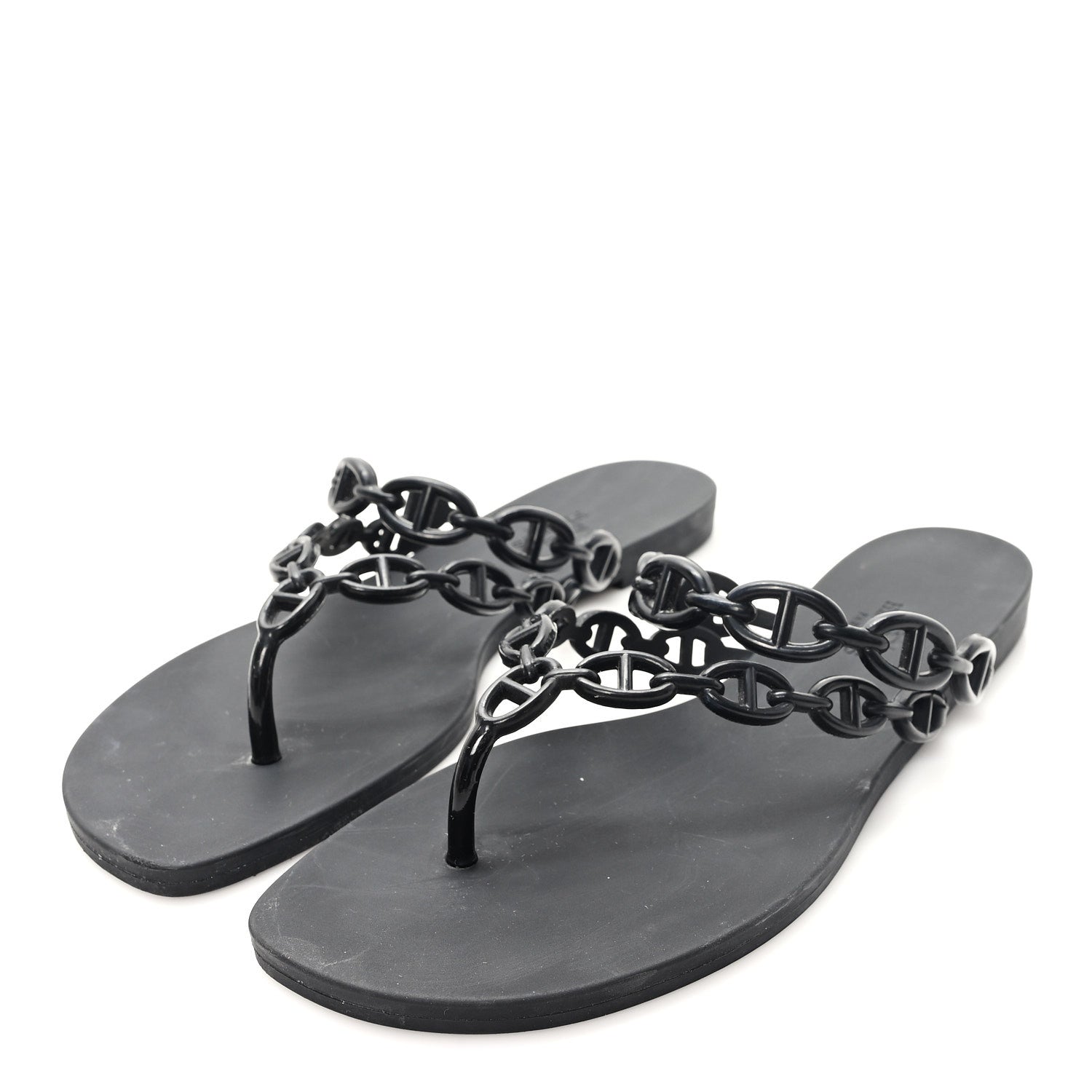 Hermes Rubber Chaine d'Ancre Island Sandals 38 Black 4 of 10