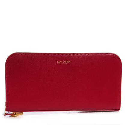 Saint Laurent Calfskin Zip Continental Wallet Rouge Orient 1 of 10
