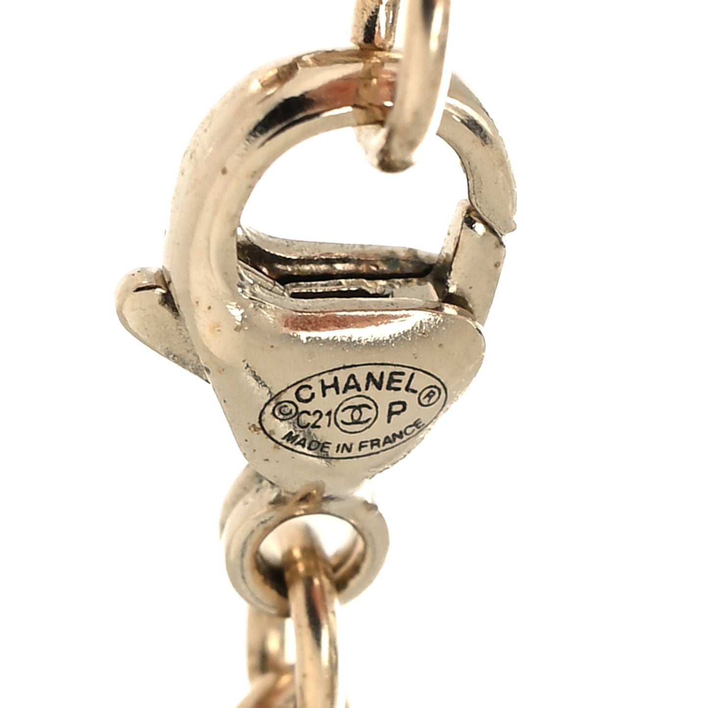 Pearl Crystal CC Pendant Necklace Gold